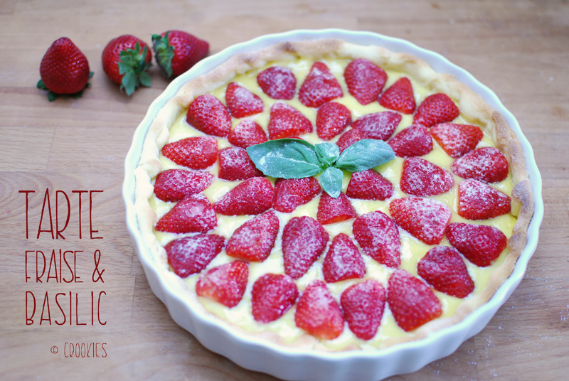 Tarte aux fraises et sa crème pâtissière au basilic d'après la recette Herta - © Crookies